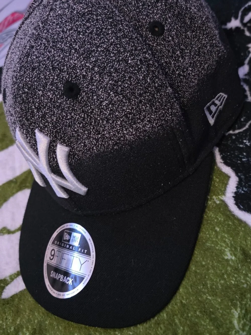 New Era New York Yankees 9FIFTY Snapback Hat Black Gray Speckled Adjustable Cap